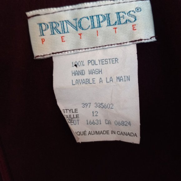 Vintage burgundy v-neck knee-length wrap dress - Picture 12 of 14